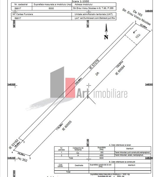 Balotesti, Dumbraveni, str. Erou Voicu Nicolae, 5.000 mp la 25 euro mp
